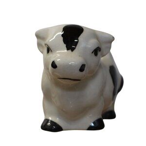 Vintage Cow Holstein Toothpick Holder White with Black Spots Japan Pink Udder
